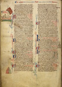 Royal 14 C. VII, f.116v III. Henrik király szélrajza a La Manche csatornán át Bretagne-ba hajózik, a kísérőszöveg egy részével a szerző saját kezében, illusztráció a „Historia Anglorum”-ból