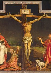 Krisztus a kereszten, részlet az isenheimi oltárkép központi keresztrefeszítési táblájáról, 1512-16 körül (olaj, tábla) (3706-os részlet)