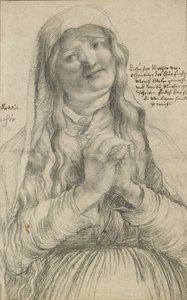 Egy idős nő összekulcsolt kezekkel, 1512 körül (fekete kréta papíron) alkotó: Matthias Grünewald