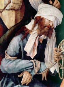Részlet a Krisztus megcsúfolásáról, olaj, vászon alkotó: Matthias Grünewald