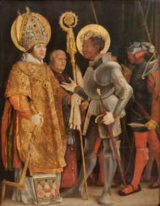 Szent Erasmus és Szent Móric találkozása alkotó: Matthias Grünewald