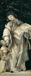 A Heller-oltár táblája, amely Szent Cyriacust ábrázolja alkotó: Matthias Grünewald