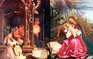 „Az isenheimi Antoninok születése”, 1490-1528 alkotó: Matthias Gruenewald