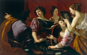 Tasso a ferrarai udvarban (vagy az öt érzék allegóriája), a látás allegóriájának részlete, 1630-90 körül alkotó: Mattia Preti