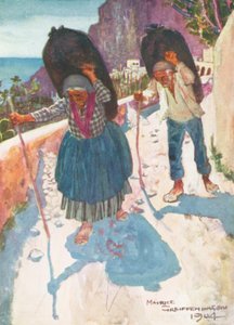Szénszállítók, Amalfi (színes litográfia)