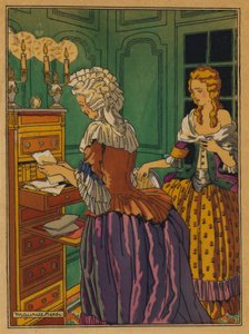 Illusztráció a Les Liaisons Dangereuses-hez, Choderlos De Laclos (színes litó)