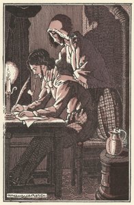 Illusztráció a Scenes de la Vie de Boheme-hez, Henri Murger (litho) alkotó: Maurice Berty