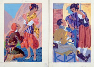 Illusztrációk Prosper Merimee (1803-70) „Carmen” kiadásához 1930 körül (akvarell és gouache, papíron)