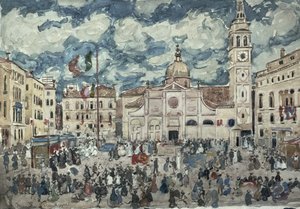 Santa Maria Formosa Field, Velence, 1898 körül alkotó: Maurice Brazil Prendergast