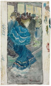 Elegáns nő kék ruhában, 1893-94 körül alkotó: Maurice Brazil Prendergast