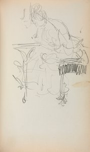 Olasz vázlatfüzet: Ülő nő varró 153. oldal, 1898-1899. alkotó: Maurice Brazil Prendergast