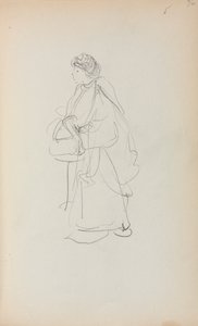 Olasz vázlatfüzet: Álló nő, kezében egy táskával 56. oldal, 1898-1899. alkotó: Maurice Brazil Prendergast