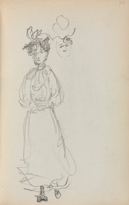 Olasz vázlatfüzet: Álló nő, arc 52. oldal, 1898-1899. alkotó: Maurice Brazil Prendergast
