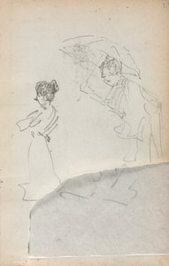 Olasz vázlatfüzet: Álló nő profilban és férfi esernyős 2. oldal, 1898-1899. alkotó: Maurice Brazil Prendergast