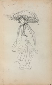 Olasz vázlatfüzet: Álló nő napernyővel 259. oldal, 1898-1899. alkotó: Maurice Brazil Prendergast