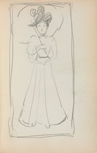 Olasz vázlatfüzet: Álló nő napernyővel 233. oldal, 1898-1899. alkotó: Maurice Brazil Prendergast