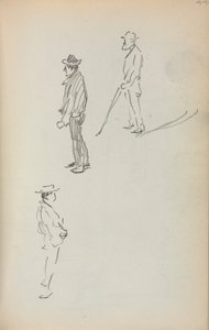 Olasz vázlatfüzet: Három álló férfi 44. oldal, 1898-1899. alkotó: Maurice Brazil Prendergast