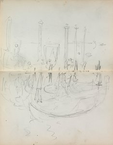 Olasz vázlatfüzet: Velencei kikötő 37. és 38. oldal megtekintése, 1898-1899. alkotó: Maurice Brazil Prendergast