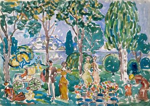 The Park, Salem (akvarell ceruzával, papíron) alkotó: Maurice Brazil Prendergast