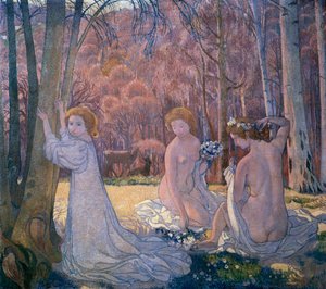 Figurák a tavaszi tájban, a szent ligetben, 1897 alkotó: Maurice Denis