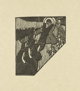 Illusztráció, amely Krisztust és a keresztet vivő apácákat ábrázolja egy verssel Paul Verlaine Sagesse című versesgyűjteményében Deux nouveau bois pour Sagess de Paul Verlaine L