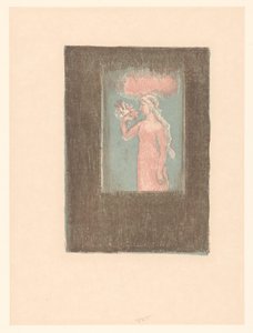 Fiatal lány virágokkal az ablak előtt alkotó: Maurice Denis