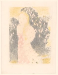 Lány egy virágzó bokor előtt Les crépuscules ont une douceur (cím a tárgyon) Szerelemábrázolások (sorozat címe) Amour (sorozat címe) alkotó: Maurice Denis