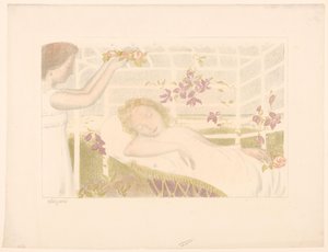 Az alvó lány virágkoszorút kap Allegória (cím a tárgyon) A szerelem ábrázolásai (sorozat címe) Amour (sorozat címe) alkotó: Maurice Denis