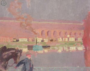 Pecq viadukt, a régi pecqi hídról nézve, 1898 körül (festmény) alkotó: Maurice Denis