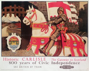 A brit vasúti plakát: „Historic Carlisle, Gateway to Scotland”, 1924