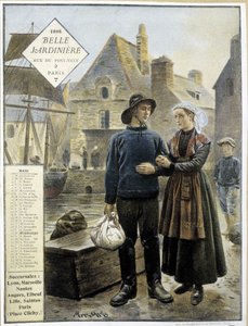 A breton halászok indulása Új-Fundlandra – bolti naptár” La Belle Jardinière””