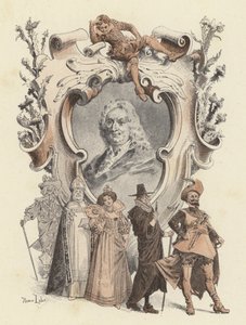 Alain-Rene Lesage, portré (színes litó) alkotó: Maurice Leloir