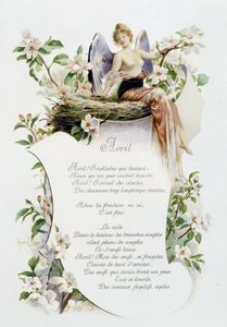 Április „A hónap dala” Jérôme Doucet, illusztráció - Maurice Leloir, szerk. Reims 1904. L. Michaud alkotó: Maurice Leloir