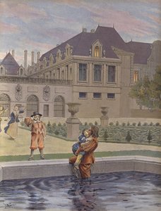 Az ifjú XIV. Lajos bukása a Palais-Royal medencéjébe alkotó: Maurice Leloir