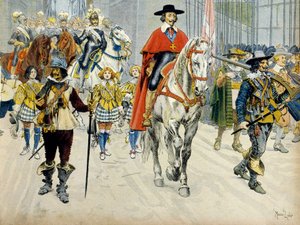 Franciaország története: XIII. Lajos király (1601-1643) és Richelieu bíboros (Armand Jean du Plessis) beiktatása alkotó: Maurice Leloir