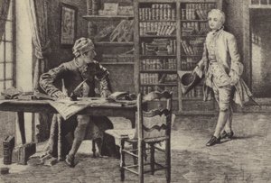 Illusztráció Jean-Jacques Rousseau vallomásai IX. könyvéhez (metszet) alkotó: Maurice Leloir