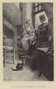 Jean-Jacques és Therese az ablaknál (mélynyomás) alkotó: Maurice Leloir