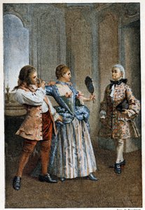 Le Miroir - Prevost abbé (1697-1763), francia író „Manon Lescaut és a Chevalier Des Grieux története” című művében. Metszet Maurice Leloir rajzai alapján (1885). alkotó: Maurice Leloir