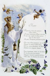 Március „A hónap dala” – Jérôme Doucet, illusztráció - Maurice Leloir, szerk. Reims 1904. L. Michaud alkotó: Maurice Leloir