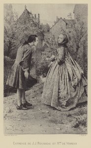 Jean-Jacques Rousseau és Madame de Warens találkozója (metszet) alkotó: Maurice Leloir
