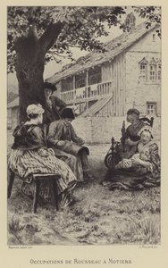 Rousseau foglalkozásai in Motiers (mélynyomás) alkotó: Maurice Leloir