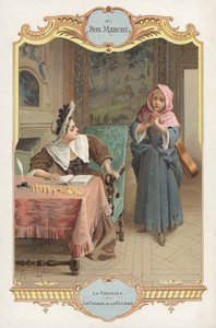 Jelenet a La Cigale et la Fourmi (A hangya és szöcske) Jean de la Fontaines meséből (chromolitho) alkotó: Maurice Leloir