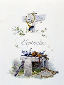 Szeptember „A hónap dala”, Jérôme Doucet, illusztráció - Maurice Leloir, szerk. Reims 1904. L. Michaud alkotó: Maurice Leloir