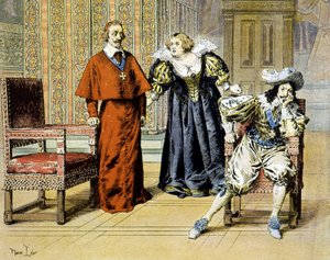 A csaló napja (1630. 11. 11.): Richelieu továbbra is szenvtelen marad Marie de Medici sértései alatt – Maurice Leloir „” Richelieu” című művében. alkotó: Maurice Leloir