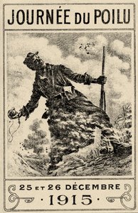 világháborús francia propagandaplakát "Hajas nap". 1915. december 25. és 26.", kiad. 1915 (színes litó)