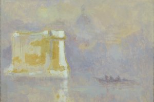 Fehér halom köddel körülvéve (akvarell, papír) alkotó: Maurice Louvrier