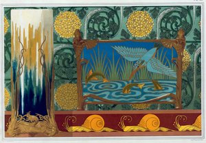 Tervek bronz vázatartóhoz, tapétához és szegélyhez, valamint zománchoz és bronz Jardiniere, pub. 1897. alkotó: Maurice Pillard Verneuil