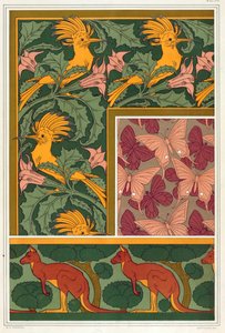 Tervek tapétaszegélyekhez és selyemszövethez, kocsmához. 1897. alkotó: Maurice Pillard Verneuil