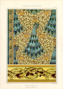 Pávák és halak a szecessziós díszítésben (litográfia) alkotó: Maurice Pillard Verneuil