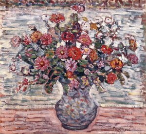 Blumen in einer Vase (Zinnien)
